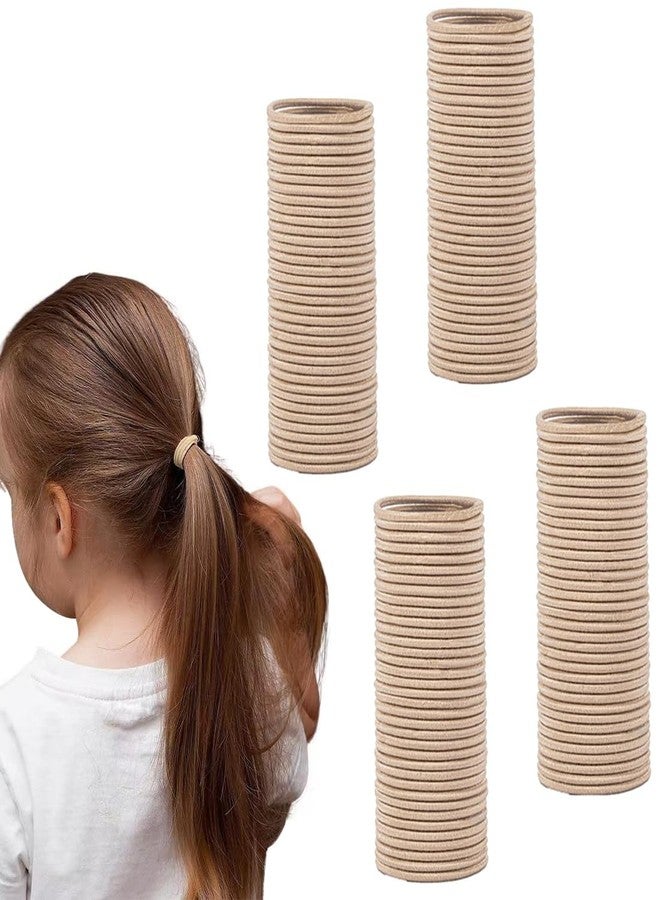 VEEYOL 400 Pieces Small Elastic Hair Ties for Thin Hair, No Damage Ponytail for Girls and Kids, 2 mm x 2.5 cm (Beige Blonde) - Image 1